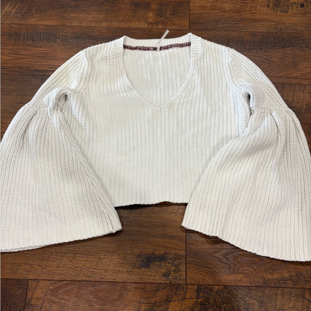 Free people cropped sweater white knit xs - Picture 1 of 4